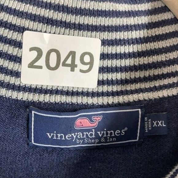 Vineyard Vines Blue 100% Cotton 1/4 Zip MockNeck Sweater Men Size 2XL Pullover - Picture 2 of 9